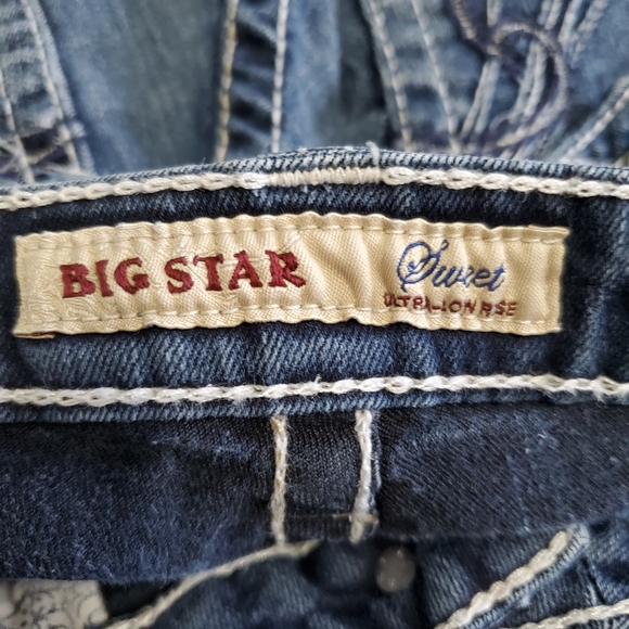BIG STAR Women's Size 29L Sweet Ultra Low Rise Bootcut Jeans Flap Back Pockets - Picture 6 of 7